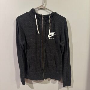 Nike Zip Up Hoodie Medium Black Lightweight Just Do It Athletic Jacket